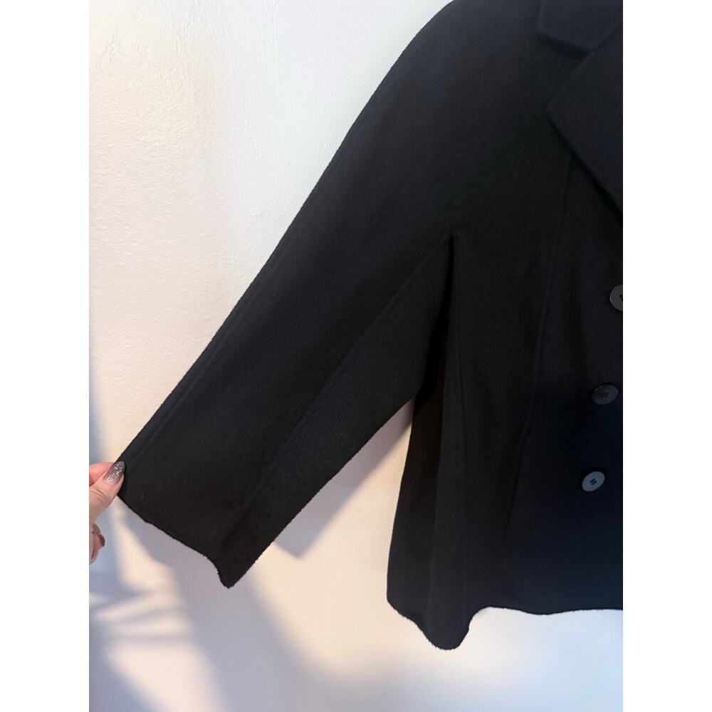 TALBOTS black wool blend double breasted 3/4 sleeve blazer jacket petite - Picture 5 of 10